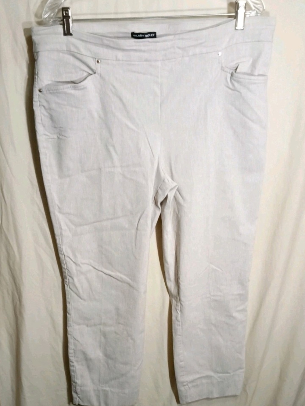 Hilary Radley Pants XL Cream Pull On Ankle Pixie Oatmeal Career Church Crop
